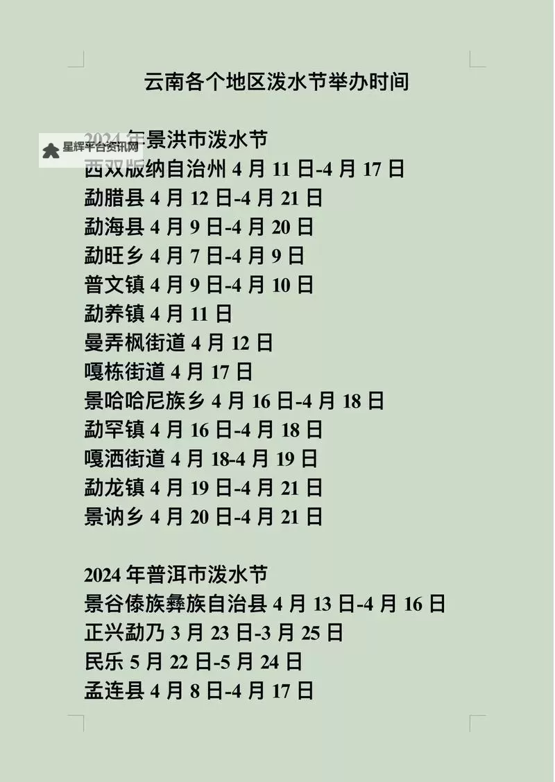 2024年云南泼水节是几月几日？详细时间安排和习俗介绍图1