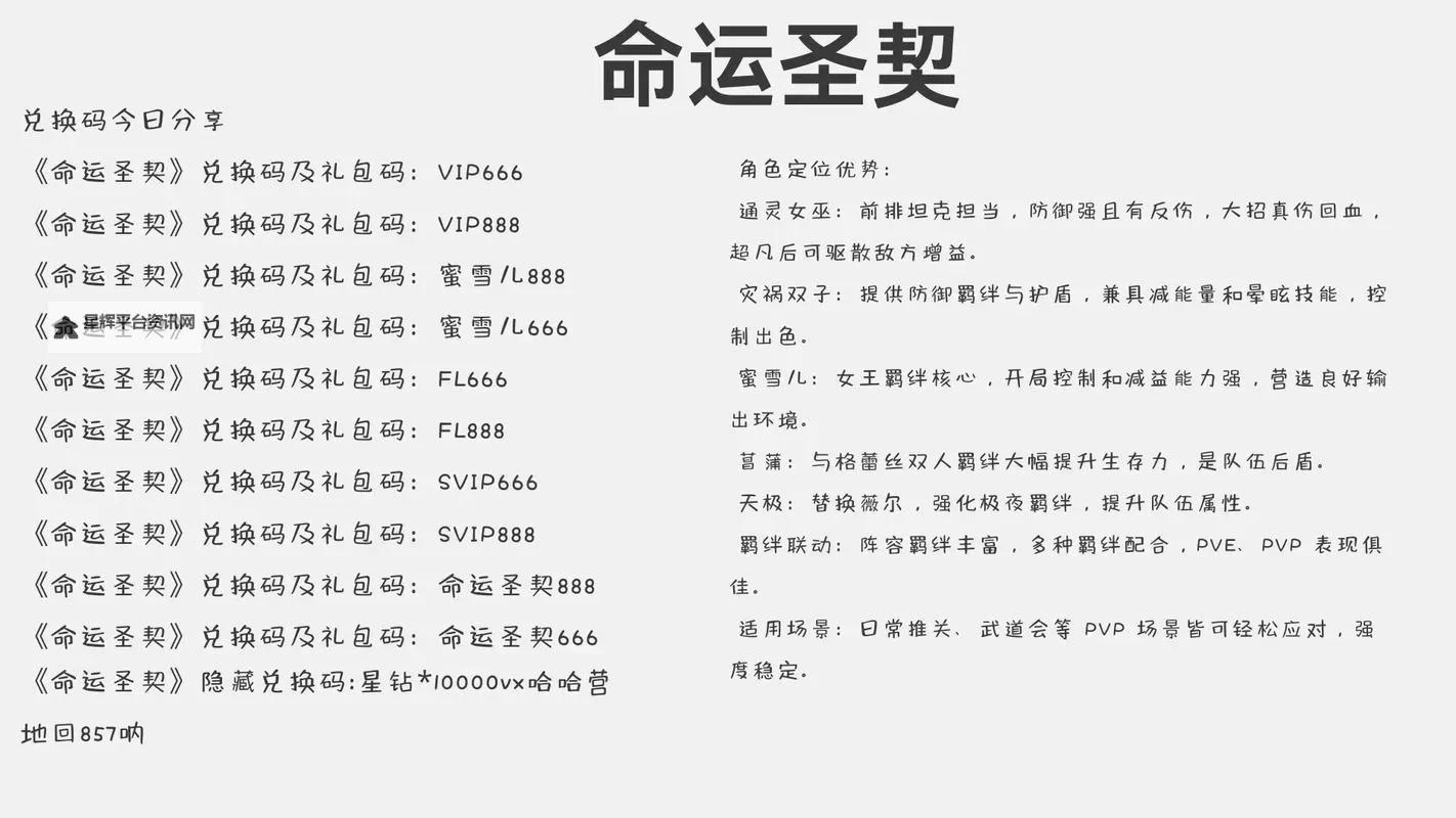 《命运圣契》礼包码大全  2024最新可用《命运圣契》礼包码分享！图1