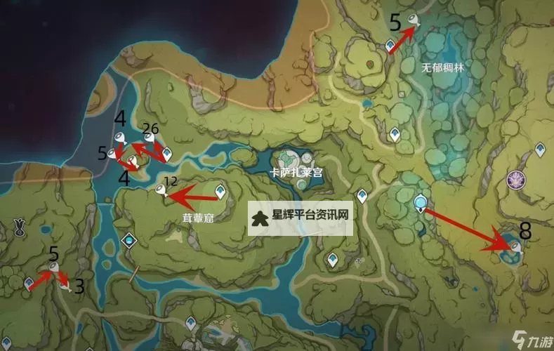 《原神》蕈兽速刷路线一图流图1